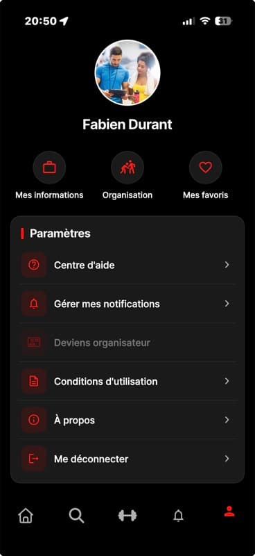 Écran profil utilisateur et communauté